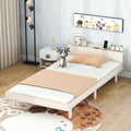 Modern Design Twin Size Platform Bed Frame With Built In Usb Ports For White Washed Color White Washed Particle Board