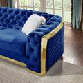 Velvet Stainless Steel Frame Surround Upholstered Loveseat Blue Velvet