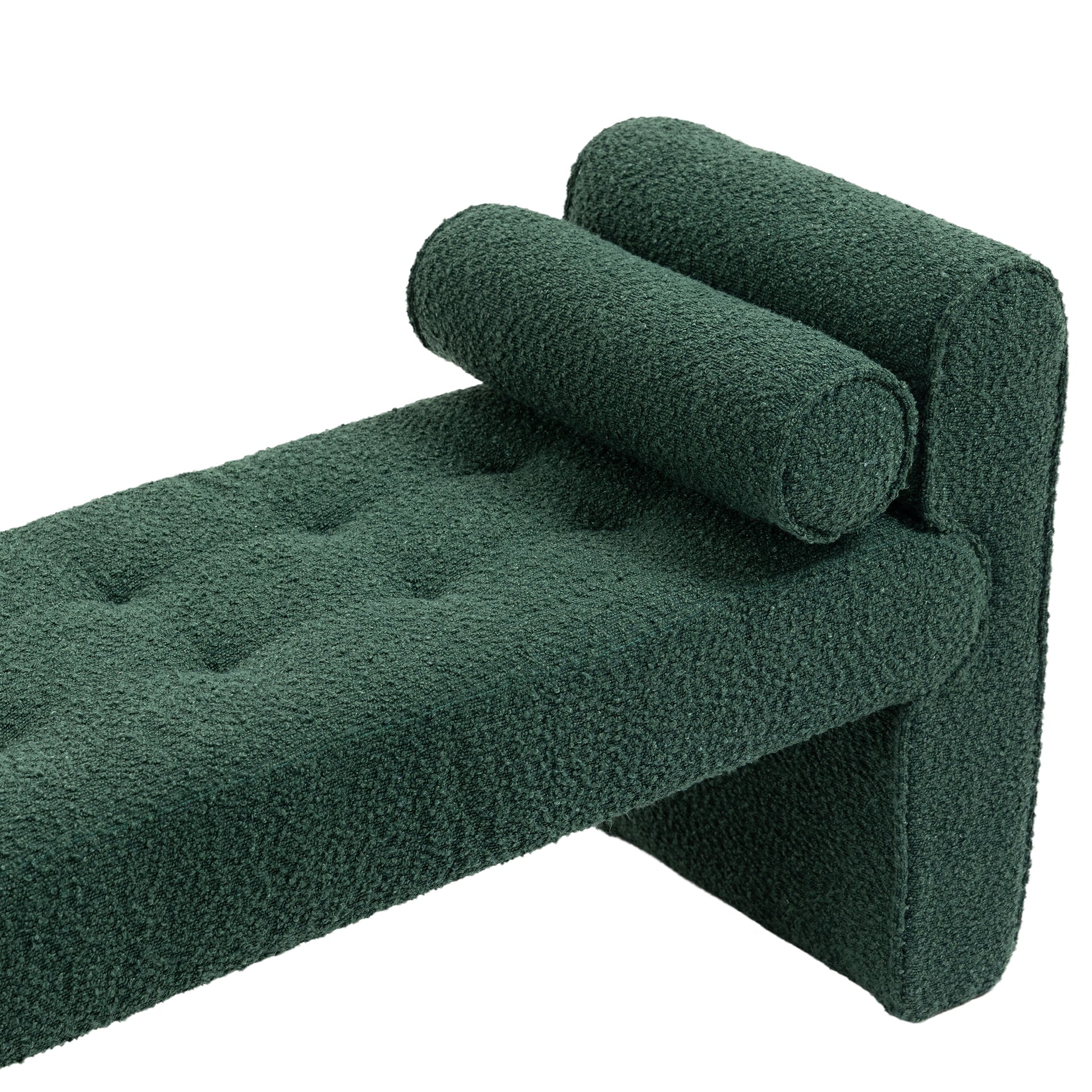 Coolmore Modern Ottoman Bench, Bed Stool Made Of Loop Gauze, End Bed Bench, Footrest For Bedroom, Living Room, End Of Bed, Hallway Emerald Boucle