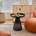 Smoke Glass Base With Black Painting Top Side Table, Living Room Sofa Table Smoke Glass