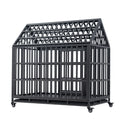 Heavy Duty Dog Cage Pet Crate With Roof & Window On Roof Black Carbon Steel