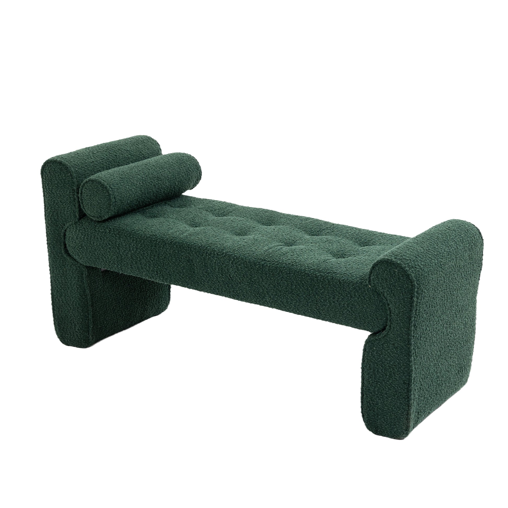 Coolmore Modern Ottoman Bench, Bed Stool Made Of Loop Gauze, End Bed Bench, Footrest For Bedroom, Living Room, End Of Bed, Hallway Emerald Boucle