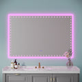 55X36 Inch Led Bathroom Mirror With Lights Backlit Rgb Color Changing Lighted Mirror For Bathroom Wall Dimmable Anti Fog Memory Rectangular Vanity Mirror Rgb Multicolor Backlit Front Lighted White Aluminium