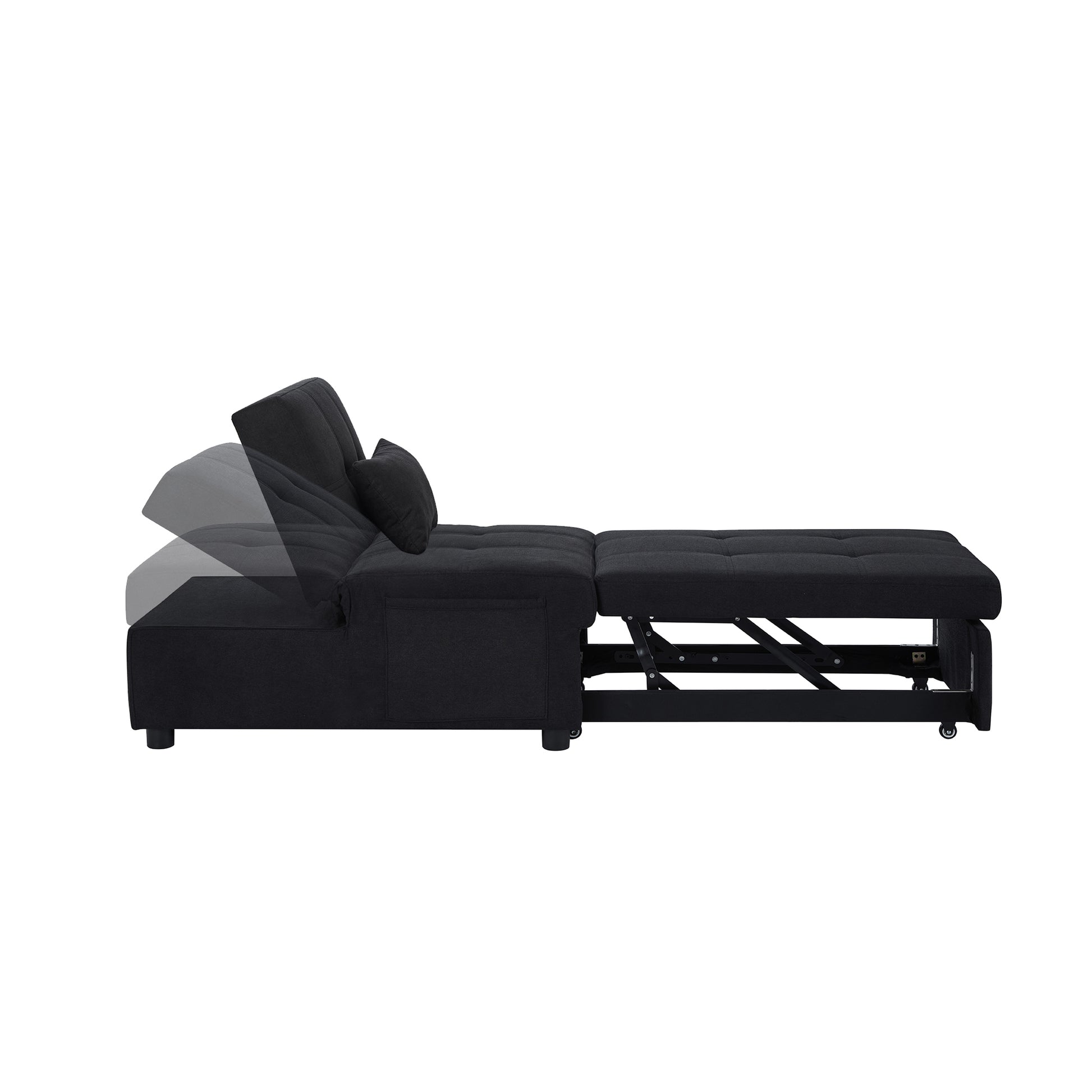 Living Room Bed Room Furniture With Black Linen Fabric Recliner Chair Bed Black Foam Fabric