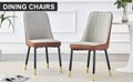 Light Gray And Brown Color Combination Dining Chairs And Living Room Chairs. Pu Cushion And Metal Legs, Suitable For Kitchen, Living Room, And Dining Room, Two Piece Set Light Gray And Brown Pu C