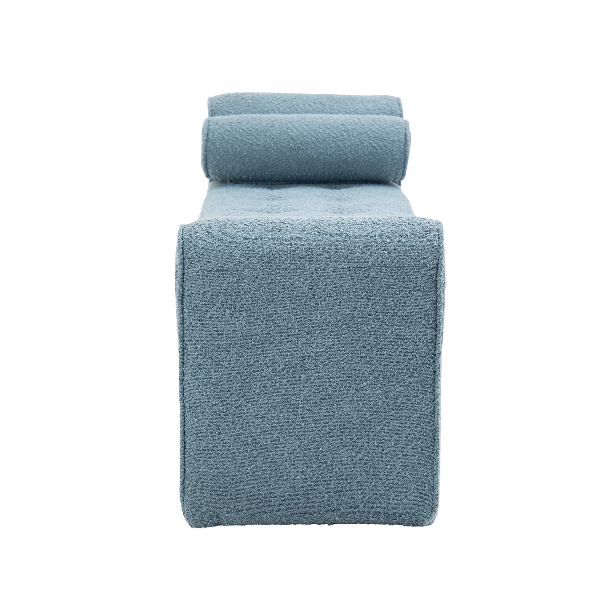 Coolmore Modern Ottoman Bench, Bed Stool Made Of Loop Gauze, End Bed Bench, Footrest For Bedroom, Living Room, End Of Bed, Hallway Light Blue Boucle