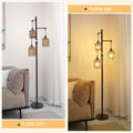 3 Lights Boho Floor Lamp With Stepless Dimmer Brown Table&Floor Lamps Rattan