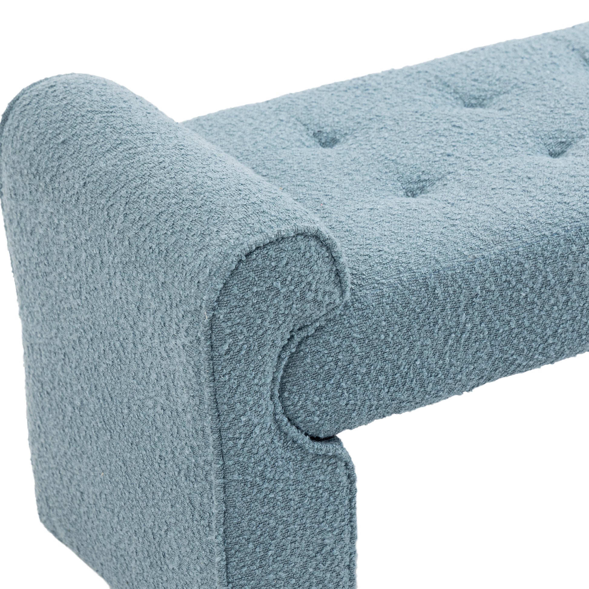 Coolmore Modern Ottoman Bench, Bed Stool Made Of Loop Gauze, End Bed Bench, Footrest For Bedroom, Living Room, End Of Bed, Hallway Light Blue Boucle
