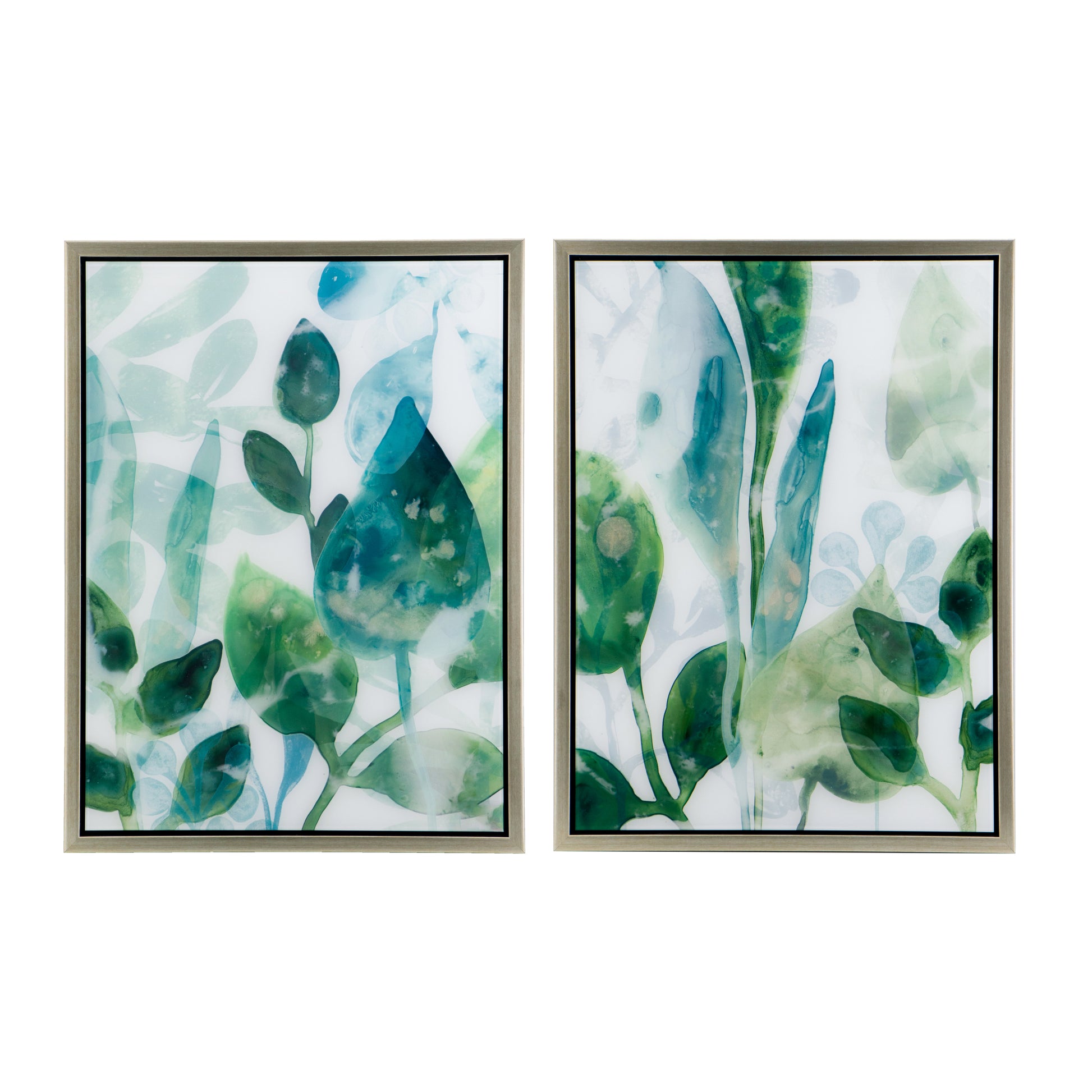 19" X 25.5" Framed Printed Acrylic Decorative Wall Art, Wall Decor For Living Room Bedrrom Entryway Office, Set Of 2 White Green Acrylic