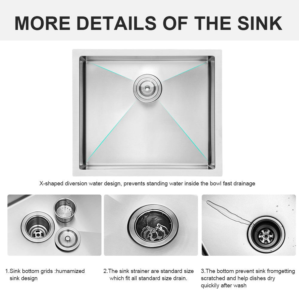 23 Inch Undermount Sink 23"X18"X10" Undermount Stainless Steel Kitchen Sink 16 Gauge 10 Inch Deep Single Bowl Kitchen Sink Basin Brushed Nickel Stainless Steel