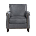 Classic Traditional Accent Chair 1Pc Solid Wood Frame Burnish Gray Top Grain Leather Trim Living Room Furniture Gray Primary Living Space Classic,Traditional,Transitional Solid Wood