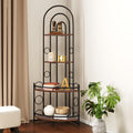 4 Tier Corner Bookshelf, Modern Style, Plant Stand With Metal Frame Antique Brown Metal & Wood Metal & Wood