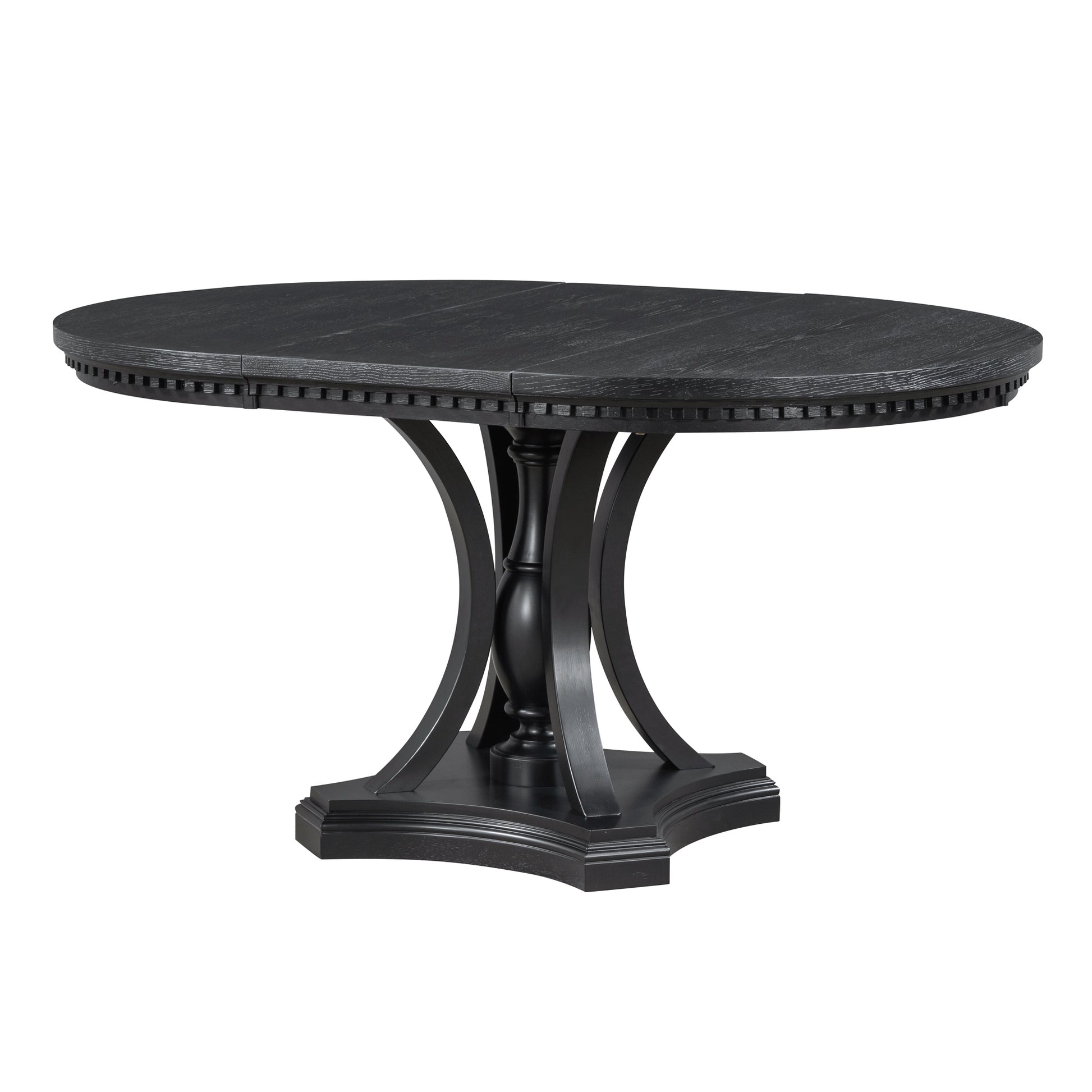 Retro 5 Piece Dining Set Extendable Round Table And 4 Chairs For Kitchen Dining Room Black Oak Black Mdf
