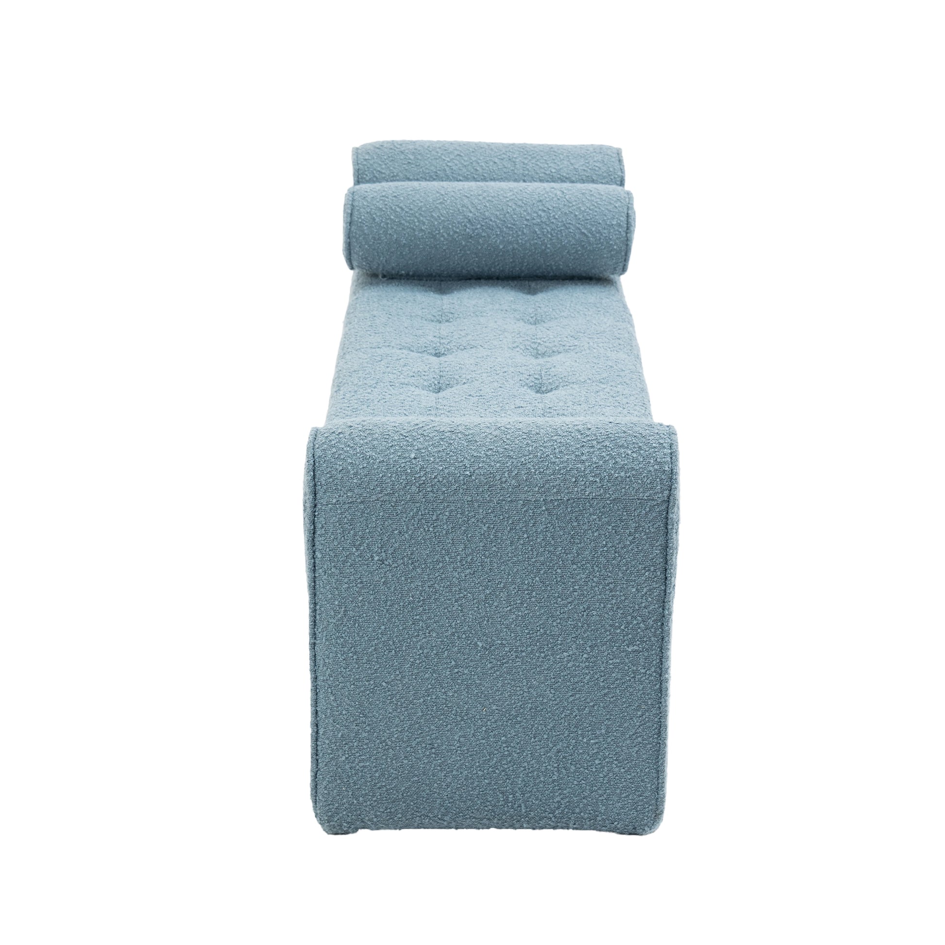 Coolmore Modern Ottoman Bench, Bed Stool Made Of Loop Gauze, End Bed Bench, Footrest For Bedroom, Living Room, End Of Bed, Hallway Light Blue Boucle
