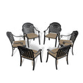 Cast Aluminum Patio Dining Chair 6Pcs With Black Frame And Cushions In Random Colors Yes Dining Set Black Rust Resistant Frame Water Resistant Cushion Garden & Outdoor Complete Patio Sets Aluminium