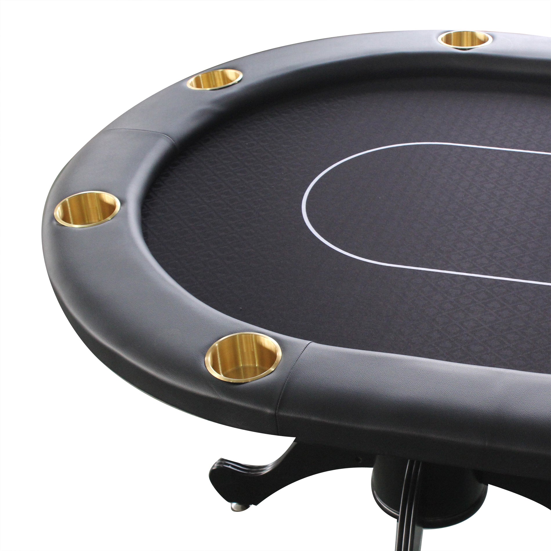 96" Oval Black Aura 10 Players Texas Holdem Casino Board Game Bet Line Felt Surface Poker Table Black Wood