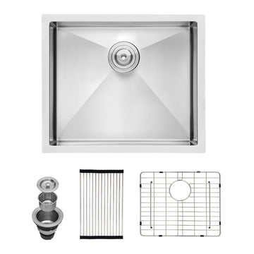 23 Inch Undermount Sink 23"X18"X10" Undermount Stainless Steel Kitchen Sink 16 Gauge 10 Inch Deep Single Bowl Kitchen Sink Basin Brushed Nickel Stainless Steel