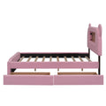 Full Size Upholstered Storage Platform Bed With Cartoon Ears Headboard, Led And Usb, Pink Box Spring Not Required Full Pink Wood Bedroom Bed Frame Upholstered