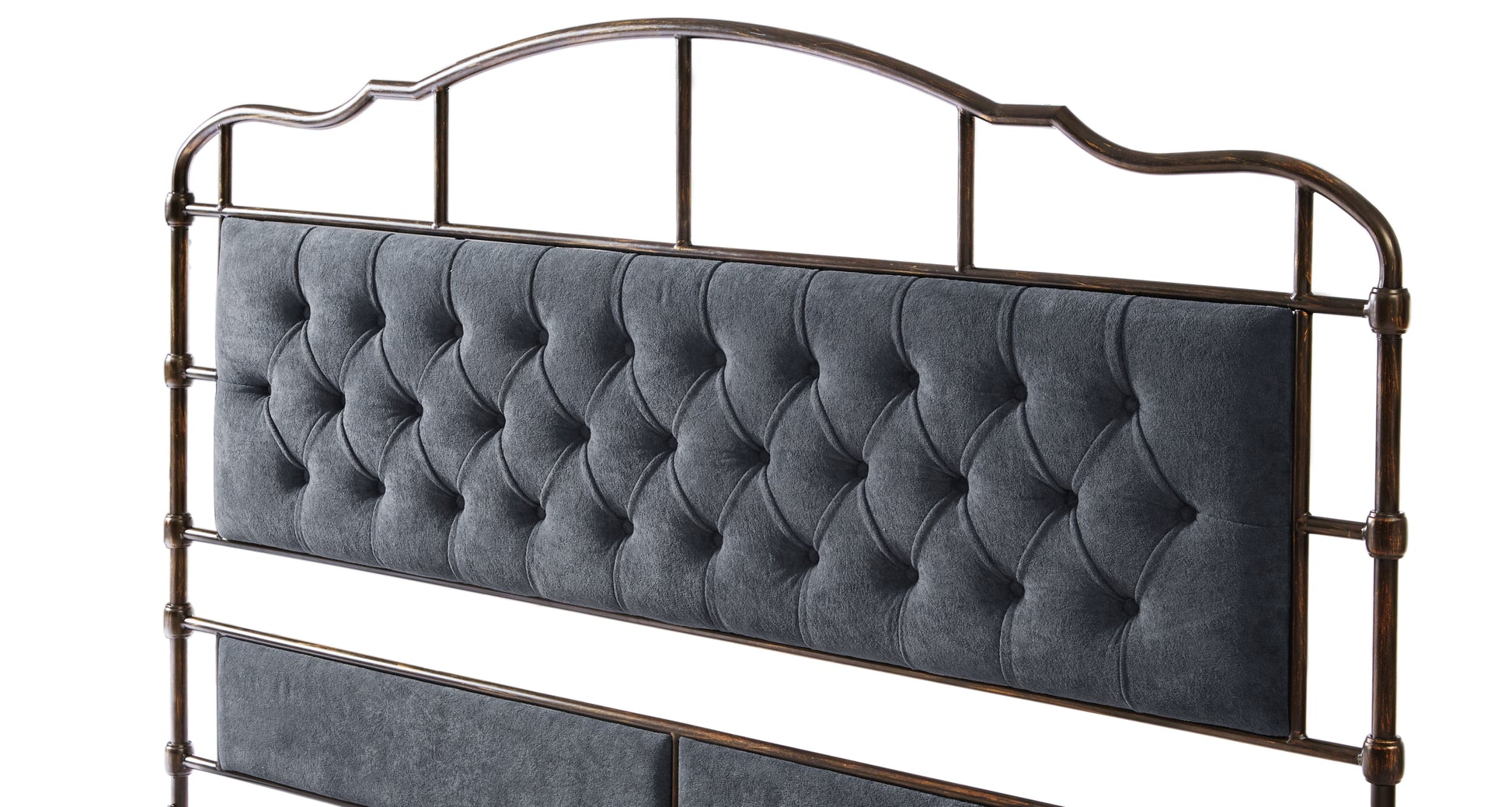 King Size High Boad Metal Bed With Soft Head And Tail, No Spring, Easy To Assemble, No Noise Box Spring Not Required King Dark Gray Metal Bedroom Bed Frame Foam Velvet Metal