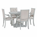 Retro 5 Piece Dining Set Extendable Round Table And 4 Chairs For Kitchen Dining Room Antique Gray Oak Antique Gray Mdf