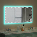 48X24 Inch Led Bathroom Mirror With Lights Backlit Rgb Color Changing Lighted Mirror For Bathroom Wall Dimmable Anti Fog Memory Rectangular Vanity Mirror Rgb Multicolor Backlit Front Lighted White Aluminium