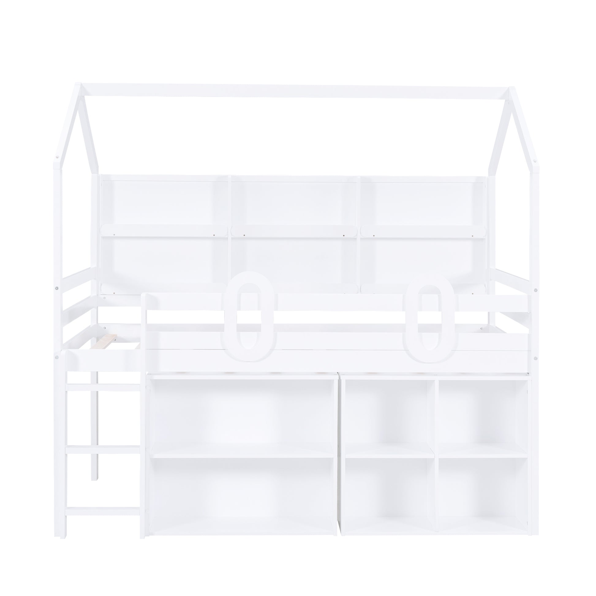 Twin Size House Loft Bed With Multiple Storage Shelves, White Box Spring Not Required White Wood Solid Wood Mdf