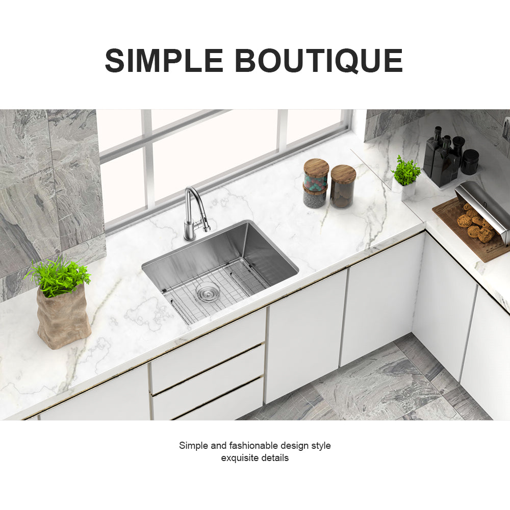 26 Inch Undermount Sink 26"X18"X10" Undermount Stainless Steel Kitchen Sink 16 Gauge 10 Inch Deep Single Bowl Kitchen Sink Basin Brushed Nickel Stainless Steel