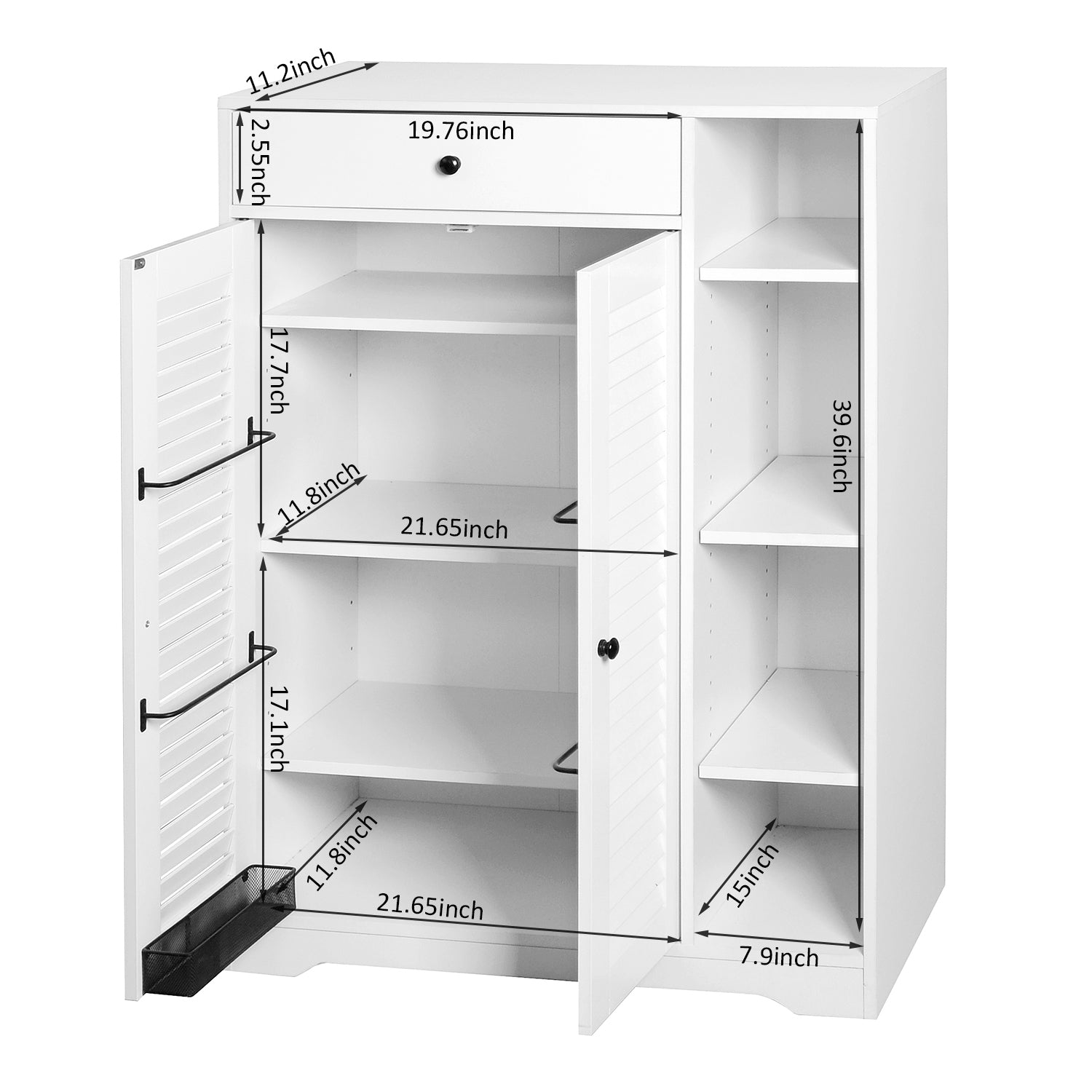 Freestanding Shoe Rack Organizer With 2 Shutter Door, Entryway Narrow Shoe Storage With Adjustable Storage Shelf &Top Drawer, Modern Slim Shoe Cabinet, White White Particle Board