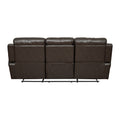 Contemporary Brown Faux Leather Upholstered 1Pc Double Reclining Sofa W Center Drop Down Cup Holder Living Room Furniture Brown Faux Leather Wood Primary Living Space Pillow Top Arms Solid Wood 3 Seat