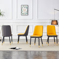 Table And Chair Set, 1 Table, 4 Pu Chairs. Black Imitation Marble Pattern Desktop. Black Mdf Table Legs. Chair With Orange Dark Gray Dual Tone Pu Leather Backrest And Black Metal Legs F Sq C 007 Black Mdf Glass