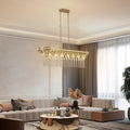 Modern Champagne Gold Kitchen Island Light Oval Crystal Ceiling Chandelier Transparent Modern Crystal