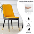 Table And Chair Set, 1 Table, 4 Pu Chairs. White Imitation Marble Pattern Desktop. Black Mdf Table Legs. Chair With Orange Deep Gray Dual Tone Pu Leather Backrest And Black Metal Legs F Sq C 007 White Mdf Glass