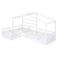 Twin Size House Platform Bed With Three Storage Drawers,White Box Spring Not Required Twin White Wood Bedroom Pine