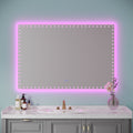 60X40 Inch Led Bathroom Mirror With Lights Backlit Rgb Color Changing Lighted Mirror For Bathroom Wall Dimmable Anti Fog Memory Rectangular Vanity Mirror Rgb Multicolor Backlit Front Lighted White Aluminium