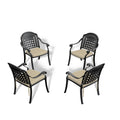 Cast Aluminum Patio Dining Chair 4Pcs With Black Frame And Cushions In Random Colors Yes Dining Set Black Rust Resistant Frame Water Resistant Cushion Garden & Outdoor Complete Patio Sets Aluminium