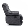 Large Manual Recliner Chair In Fabric For Living Room, Gray Dark Gray Velvet Manual Handle Metal Primary Living Space Medium Firm Cushion Back Heavy Duty American Design Pine Pillow Top Arms Fiber Foam And Polyester Fiber Pad Fabric