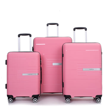 Hardshell Suitcase Double Spinner Wheels Pp Luggage Sets Lightweight Durable Suitcase With Tsa Lock,3 Piece Set 20 24 28 Pink Pink Polypropylene