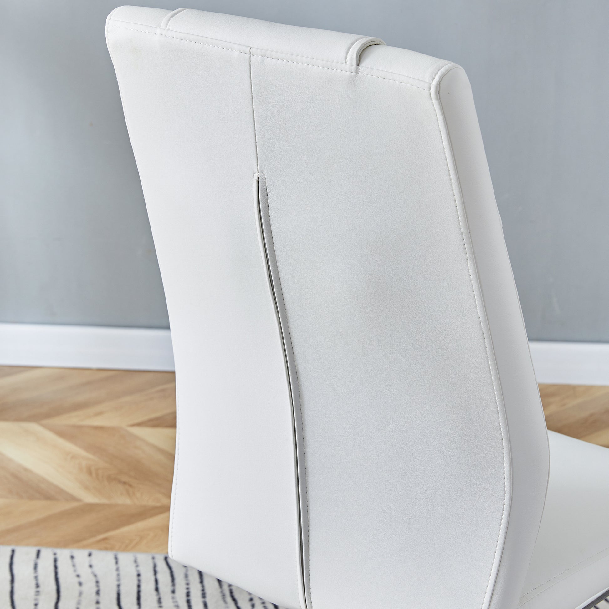 Modern Dining Chairs With Faux Leather Padded Seat Dining Living Room Chairs Upholstered Chair With Metal Legs Design For Kitchen, Living, Bedroom, Dining Room Side Chairs Set Of 6 White Pu C 001 White Pu