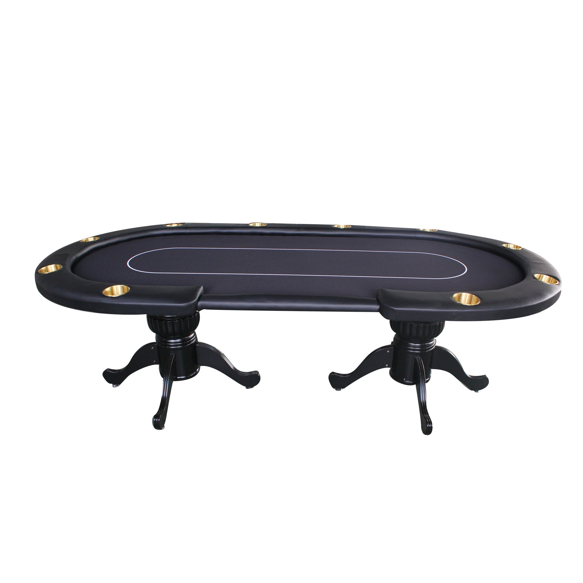 96" Oval Black Aura 10 Players Texas Holdem Casino Board Game Bet Line Felt Surface Poker Table Black Wood