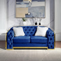 Velvet Stainless Steel Frame Surround Upholstered Loveseat Blue Velvet