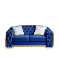 Velvet Stainless Steel Frame Surround Upholstered Loveseat Blue Velvet