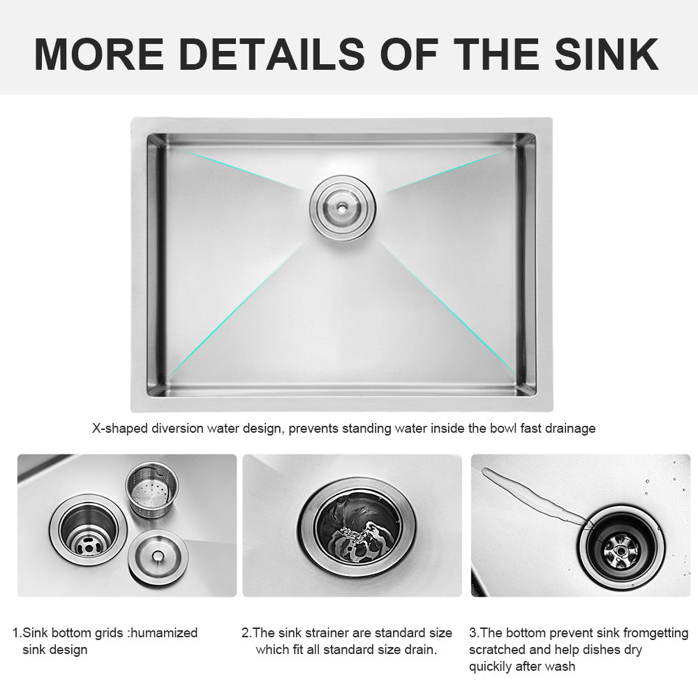 27 Inch Undermount Sink 27"X18"X10" Undermount Stainless Steel Kitchen Sink 16 Gauge 10 Inch Deep Single Bowl Kitchen Sink Basin Brushed Nickel Stainless Steel