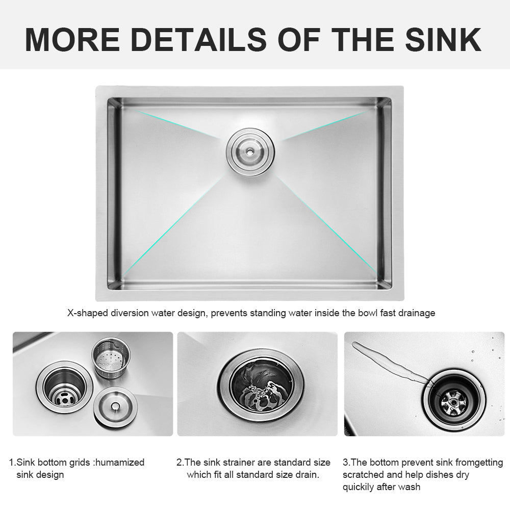 26 Inch Undermount Sink 26"X18"X10" Undermount Stainless Steel Kitchen Sink 16 Gauge 10 Inch Deep Single Bowl Kitchen Sink Basin Brushed Nickel Stainless Steel