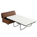 Twin Size Folding Ottoman Sleeper Bed With Mattress Convertible Guest Bed Brown Brown Foam Pu 1 Seat