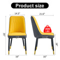 Table And Chair Set, 1 Table, 4 Pu Chairs. Black Imitation Marble Pattern Desktop. Black Mdf Table Legs. Chair With Orange Dark Gray Dual Tone Pu Leather Backrest And Black Metal Legs F Sq C 007 Black Mdf Glass
