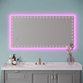 48X24 Inch Led Bathroom Mirror With Lights Backlit Rgb Color Changing Lighted Mirror For Bathroom Wall Dimmable Anti Fog Memory Rectangular Vanity Mirror Rgb Multicolor Backlit Front Lighted White Aluminium