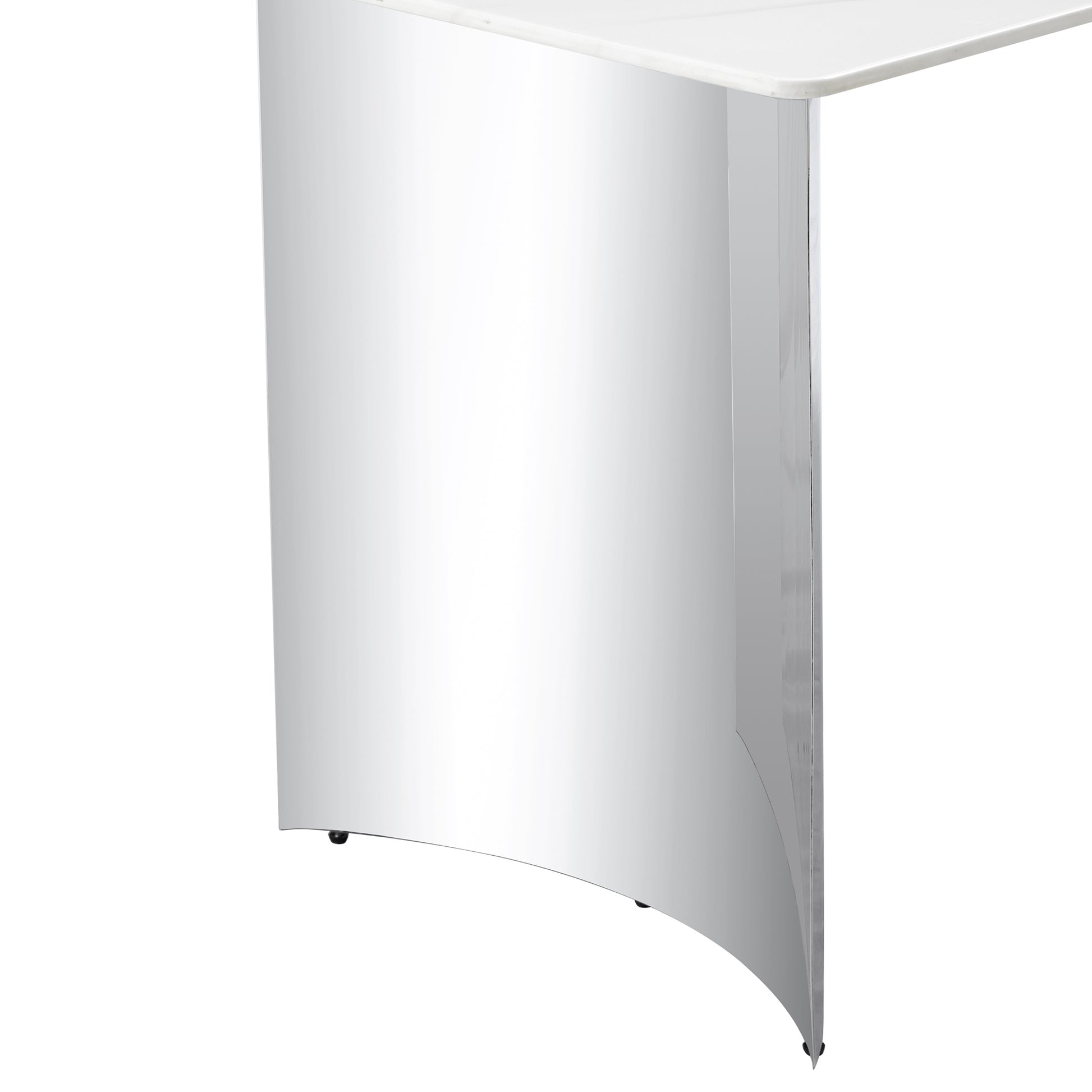 Modern Minimalist Dining Table. The White Imitation Marble Glass Desktop Is Equipped With Silver Metal Legs. Suitable For Restaurants And Living Rooms 71" *39.3" *29.5" Dt 69 White Glass