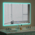 60X40 Inch Led Bathroom Mirror With Lights Backlit Rgb Color Changing Lighted Mirror For Bathroom Wall Dimmable Anti Fog Memory Rectangular Vanity Mirror Rgb Multicolor Backlit Front Lighted White Aluminium