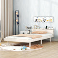 Modern Design Twin Size Platform Bed Frame With Built In Usb Ports For White Washed Color White Washed Particle Board