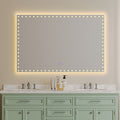 55X36 Inch Led Bathroom Mirror With Lights Backlit Rgb Color Changing Lighted Mirror For Bathroom Wall Dimmable Anti Fog Memory Rectangular Vanity Mirror Rgb Multicolor Backlit Front Lighted White Aluminium